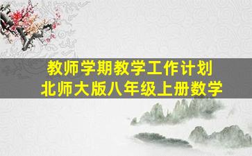 教师学期教学工作计划 北师大版八年级上册数学